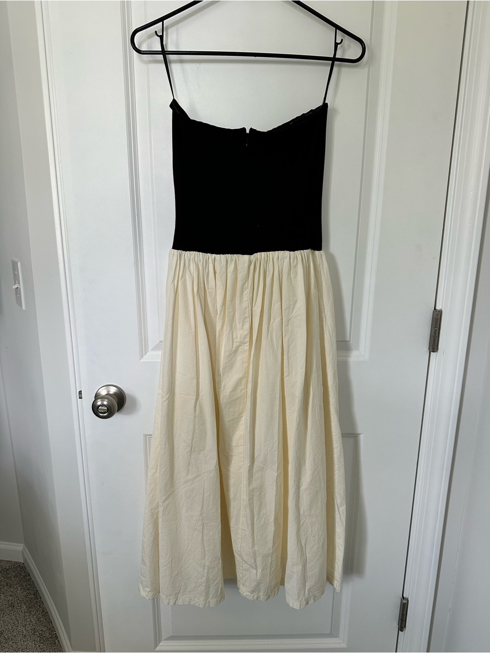 Black and Cream Strapless Maxi Dress - Picture 2 of 3